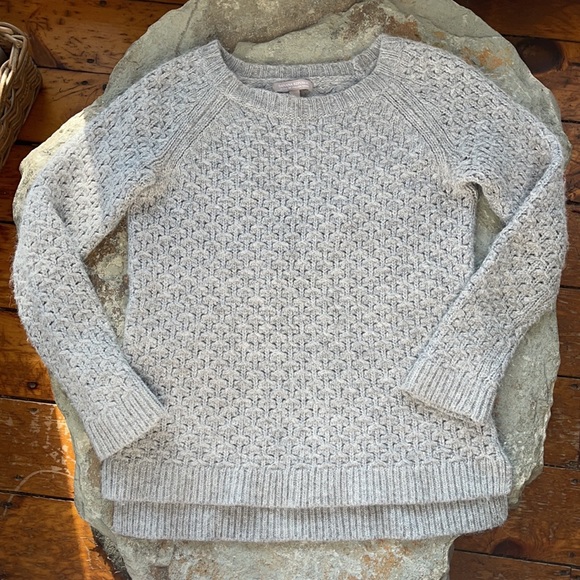 size S Banana Republic Aran style cable knit grey merino/alpaca/acrylic - Picture 2 of 11